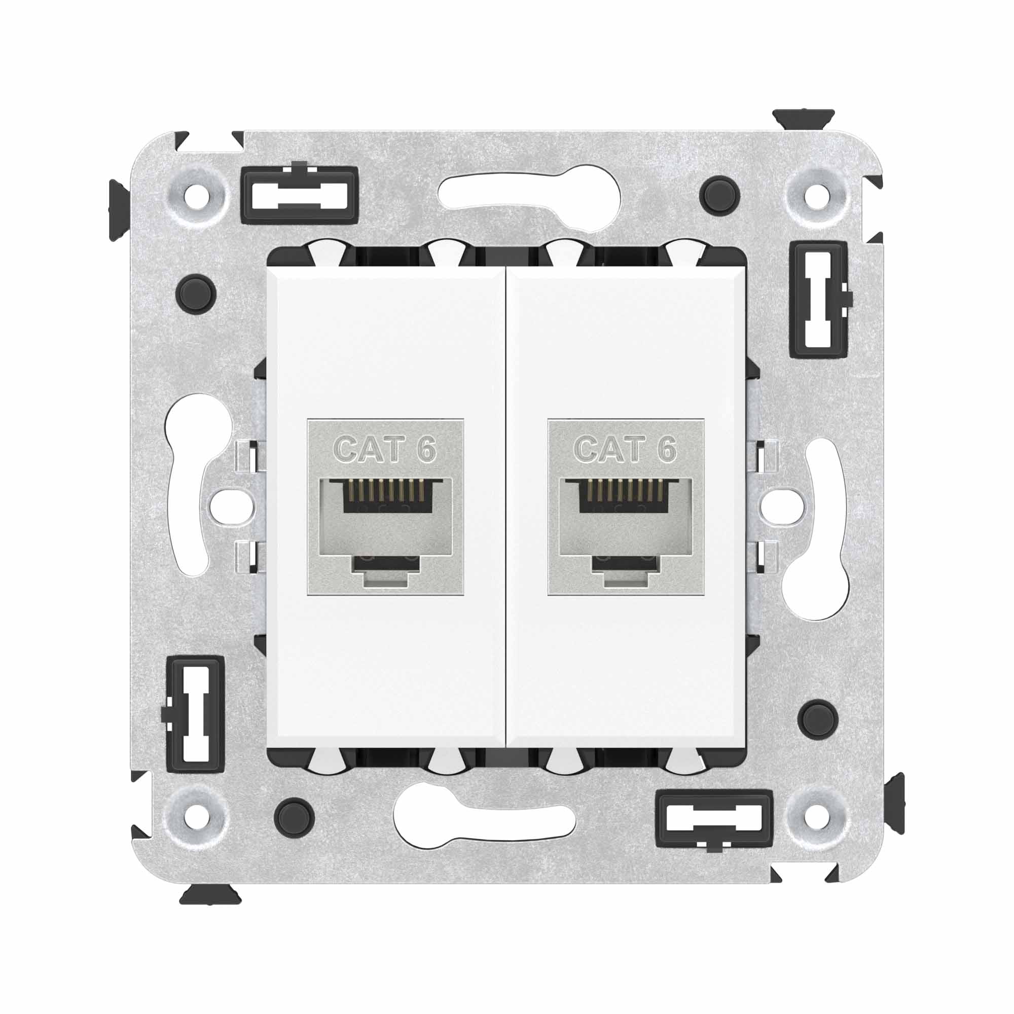 DKC Компьютерная розетка RJ-45 без шторки в стену, кат.6 двойная  экранированная, 