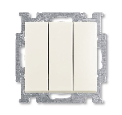 Выключатель ABB Basic 55 трехклавишный без подсветки, цвет белый chalet
