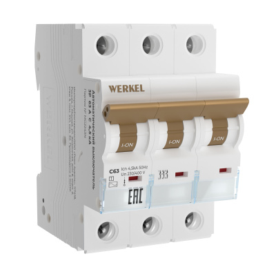 Автоматический выключатель 3P  63 A  C  4,5 кА, Werkel
