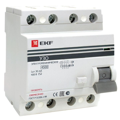 Устройство защитного отключения УЗО ВД-100 4P 16А/30мА (электромеханическое) EKF PROxima
