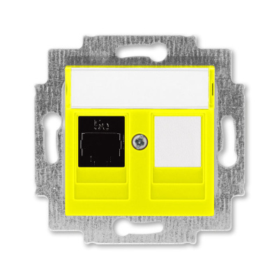 ABB EPJ Levit жёлтый / дымчатый чёрный Розетка компьютерная RJ45 кат,5e+заглуш,, жёлтый