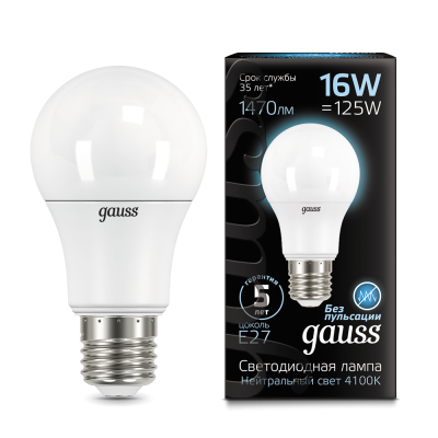 Gauss Лампа A60 16W 1520lm 4100K E27 LED