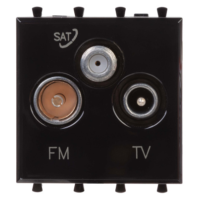 DKC Розетка TV-FM-SAT модульная, "Avanti", "Черный квадрат", 2 модуля
