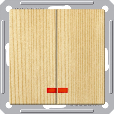 Выключатель Schneider Electric W59 двухклавишный с подсветкой, цвет сосна