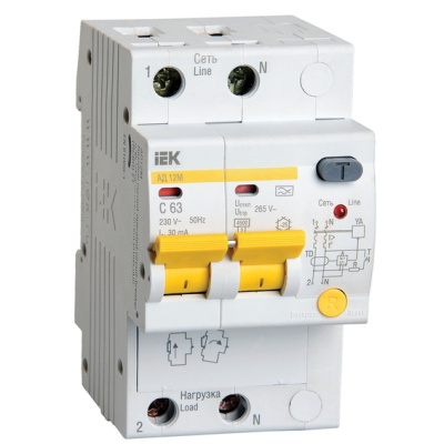 IEK Дифференциальный автоматический выключатель АД12М 2Р B16 30мА