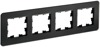 Рамка IEK BRITE 4 поста, горизонтальный, вертикальный монтаж, цвет черный глянцевый, стекло