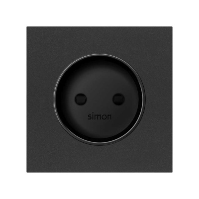 Накладка на розетку Simon Simon 100 без заземления со шторками, цвет черный матовый