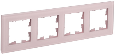 Рамка IEK BRITE 4 поста, горизонтальный, вертикальный монтаж, цвет розовый матовый, стекло