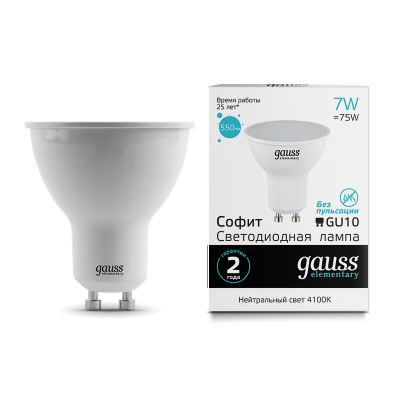 Gauss Лампа Elementary MR16 7W 550lm 4100К GU10 LED