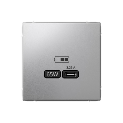 Розетка USB type-C, 65 Вт быстрая зарядка, Systeme Electric ArtGallery, цвет алюминий