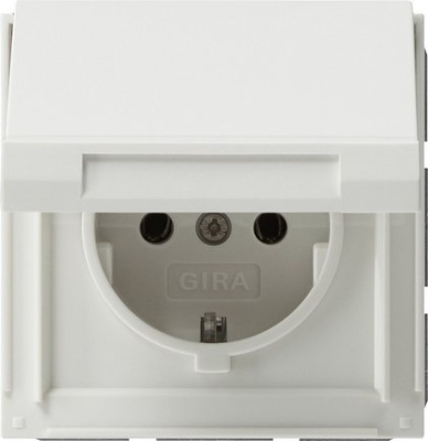 Розетка Gira TX_44 с заземлением без шторок с крышкой IP 44, цвет белый