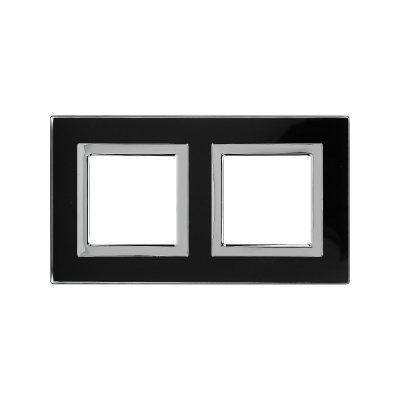DKC Рамка из натурального стекла, "Avanti", черная, 2 поста (4 мод.)