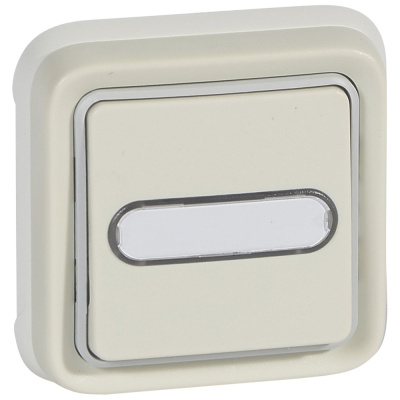 Legrand Plexo Белый Выключатель 1-клавишный с/п кнопочный(НО+НЗ- контакт)встраиваемый, с держ. этикетки