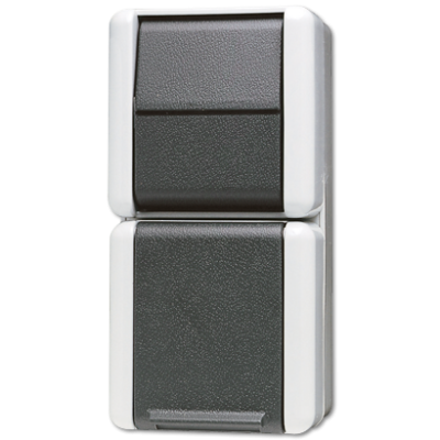 Розетка JUNG WG 800 с заземлением без шторок IP 44, цвет антрацит, серый