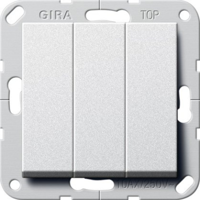 Выключатель Gira E2, Esprit, Event трехклавишный без подсветки, цвет алюминий