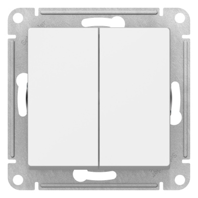 Выключатель с самовозвратом нормально открытый контакт Schneider Electric Atlas Design двухклавишный без подсветки, цвет лотос