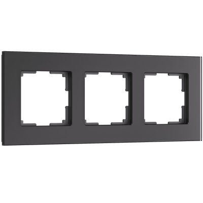 Рамка Werkel Senso 3 поста, горизонтальный, вертикальный монтаж, цвет черный матовый, стекло