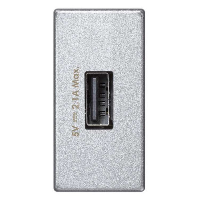Simon Алюминий Зарядное устройство USB, К45, узкий модуль, 5 В, 2,1 А