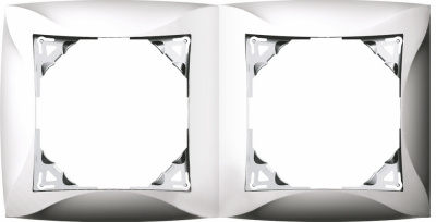Рамка Schneider Electric Дуэт 2 поста, горизонтальный, вертикальный монтаж, цвет серебристый, пластмасса