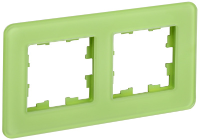 Рамка IEK BRITE 2 поста, горизонтальный, вертикальный монтаж, цвет зеленый, стекло