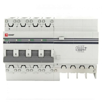 Дифференциальный автомат АД-4 40А/ 30мА (хар, C, AC, электронный) 4,5кА EKF PROxima