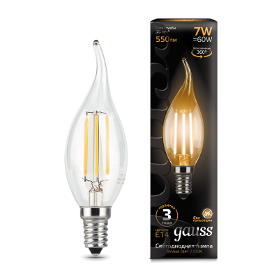 Gauss Лампа Filament Свеча на ветру 7W 550lm 2700К Е14 LED