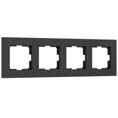 Рамка Werkel Slab 4 поста, горизонтальный, вертикальный монтаж, цвет черный матовый, пластмасса