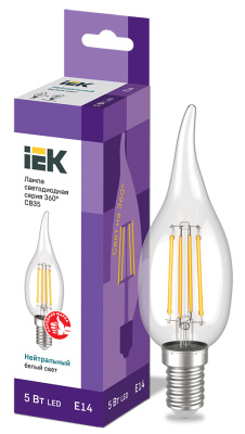 IEK Лампа LED CВ35 свеча на ветру 5Вт 230В 4000К E14 серия 360°