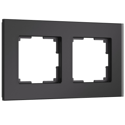 Рамка Werkel Senso 2 поста, горизонтальный, вертикальный монтаж, цвет черный матовый, стекло