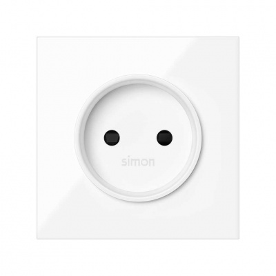 Накладка на розетку Simon Simon 100 без заземления со шторками, цвет белый глянец