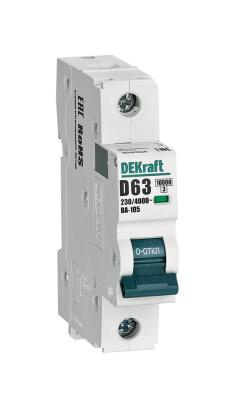 DEKraft ВА-105 Автоматический выключатель 1P D кривая 63A 10кА