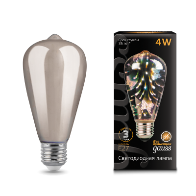 Gauss Лампа Filament ST64 4W Е27 Butterfly-3D LED