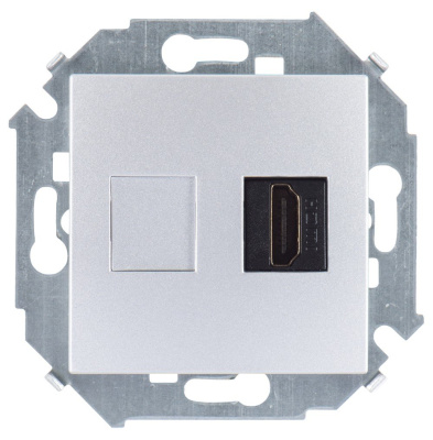 Simon 15 Алюминий Розетка для подключения HDMI-разъёма аудио/видео, v1.4, тип А