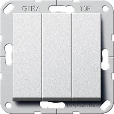 Переключатель Gira E2, Esprit, Event трехклавишный без подсветки, цвет алюминий