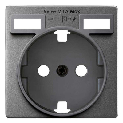 Накладка на электрическую розетку с USB type-A двойная Simon Simon 82 Concept, цвет титан матовый