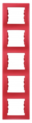 Рамка Schneider Electric Sedna 5 постов, вертикальный монтаж, цвет красный, пластмасса