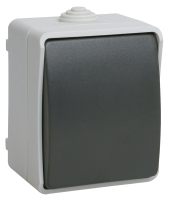 Кнопка звонковая, нормально открытый контакт IEK ФОРС, IP 54, одноклавишная, цвет серый