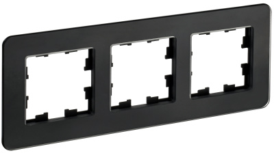Рамка IEK BRITE 3 поста, горизонтальный, вертикальный монтаж, цвет черный глянцевый, стекло