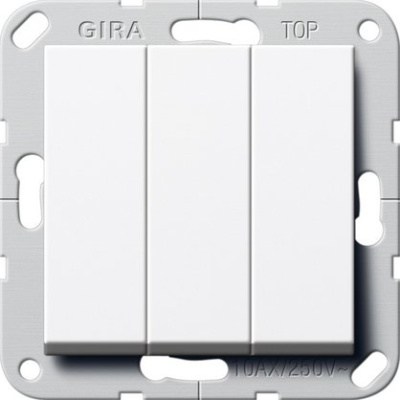Gira S-55 Бел глянц Выключатель 3-клавишный кнопочный с винт. клеммами