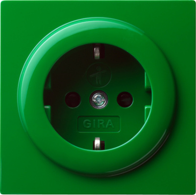 Розетка Gira S-Color с заземлением со шторками, цвет зеленый