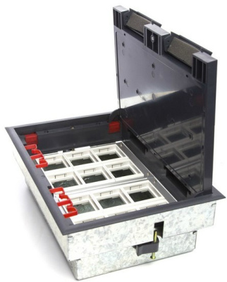 Люк в пол с суппортом и коробкой на 24 модуля/12 постов Экопласт LUK, пластик, IP 40