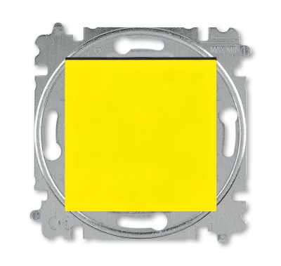 Выключатель ABB Levit одноклавишный без подсветки, цвет жёлтый / дымчатый чёрный
