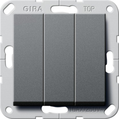 Gira S-55 Антрацит Выключатель нажимной 3-клавишный с винт. клеммами