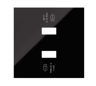 Simon 100 Черный глянец Накладка для 2-х зарядных устройств USB SmartCharge
