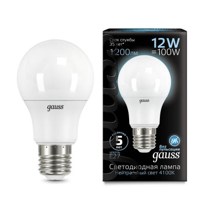 Gauss Лампа A60 12W 1200lm 4100K E27 LED