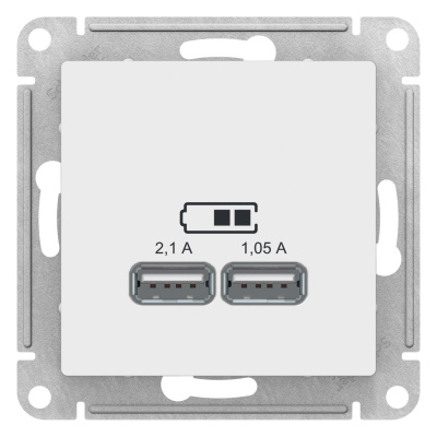 SE AtlasDesign Бел USB, 5В, 1 порт x 2,1 А, 2 порта х 1,05 А, механизм