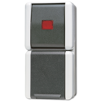 Розетка JUNG WG 800 с заземлением без шторок IP 44, цвет антрацит, серый