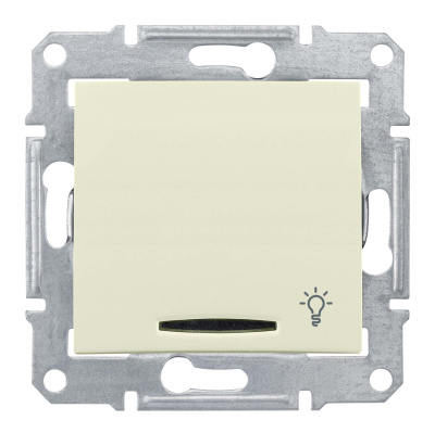 SE Sedna внутр Беж Выключатель кнопочный с символом &quot;свет&quot;, с подсветкой 10А 250В IP21 (SDN1800147)