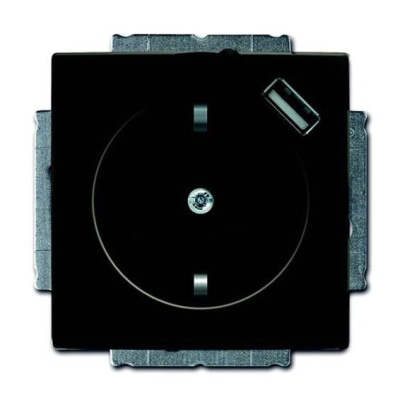 Электрическая розетка с USB type-A ABB Basic 55, цвет черный chateau