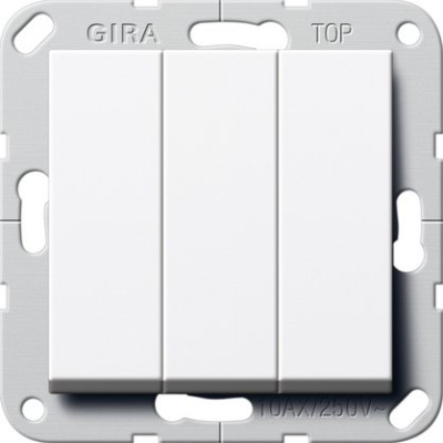 Переключатель Gira E2, E3, E22, Esprit, Event, Standard 55, Studio трехклавишный без подсветки, цвет белый глянцевый